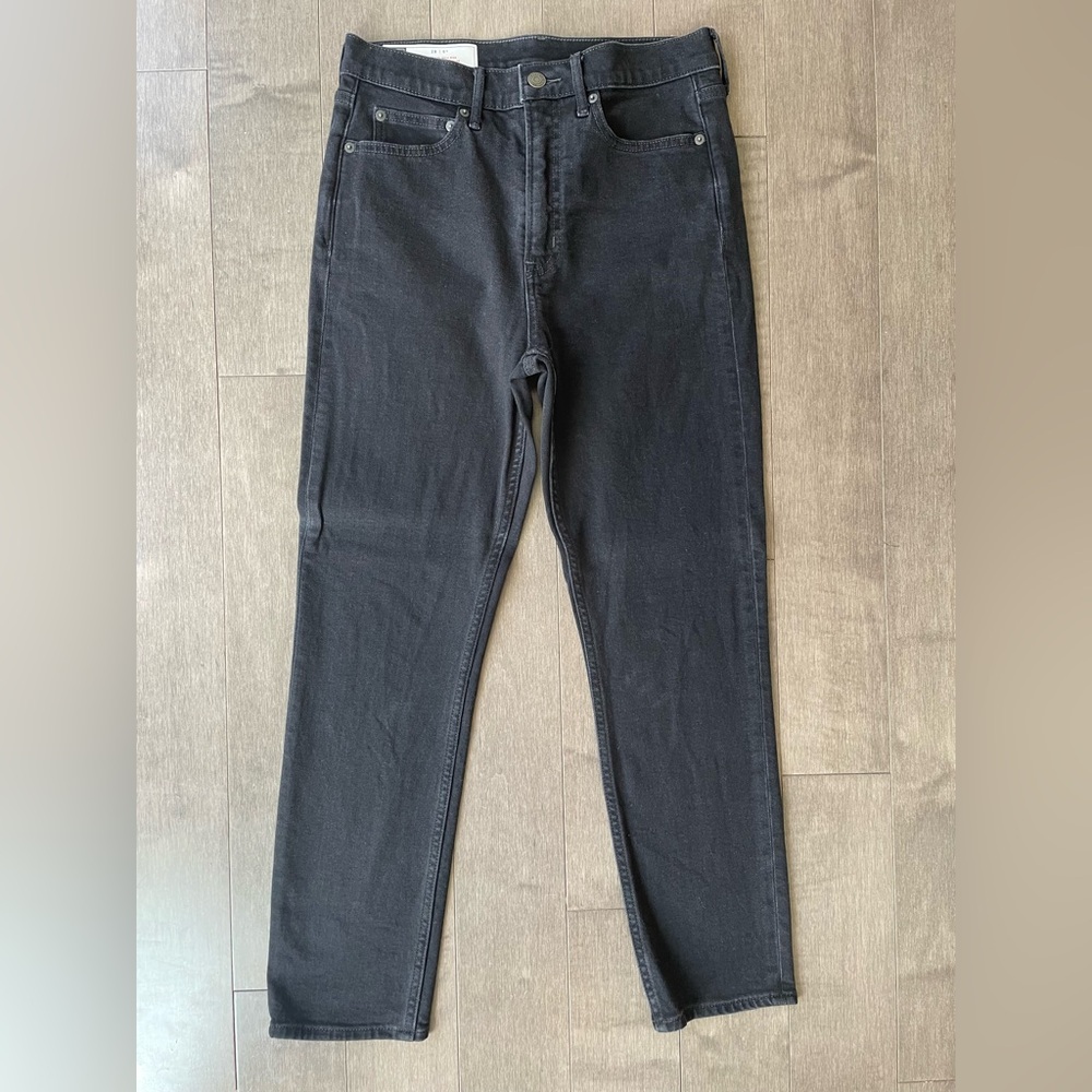 Gap vintage slim high rise jeans, black, size 28